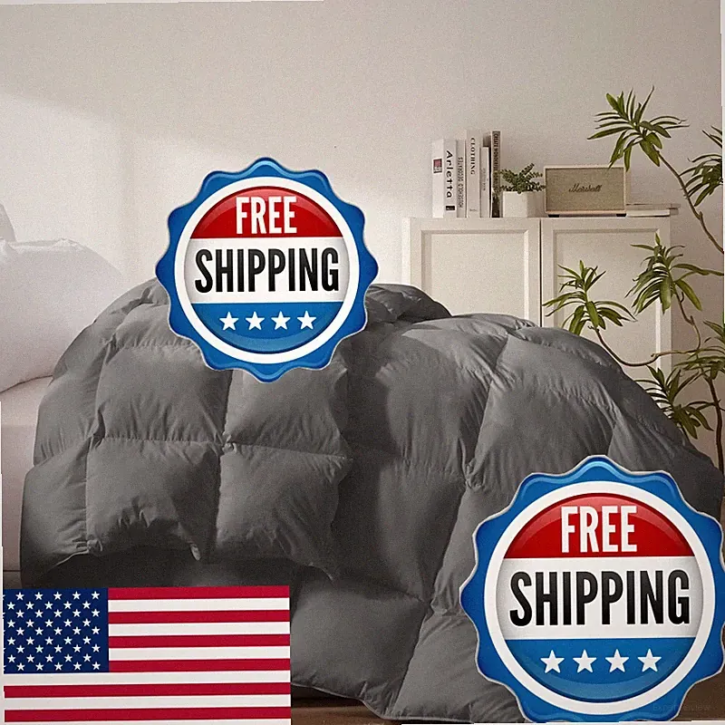 Cosybay Heavyweight Feather Down Fiber Comforter King Size - Thick Dark Grey