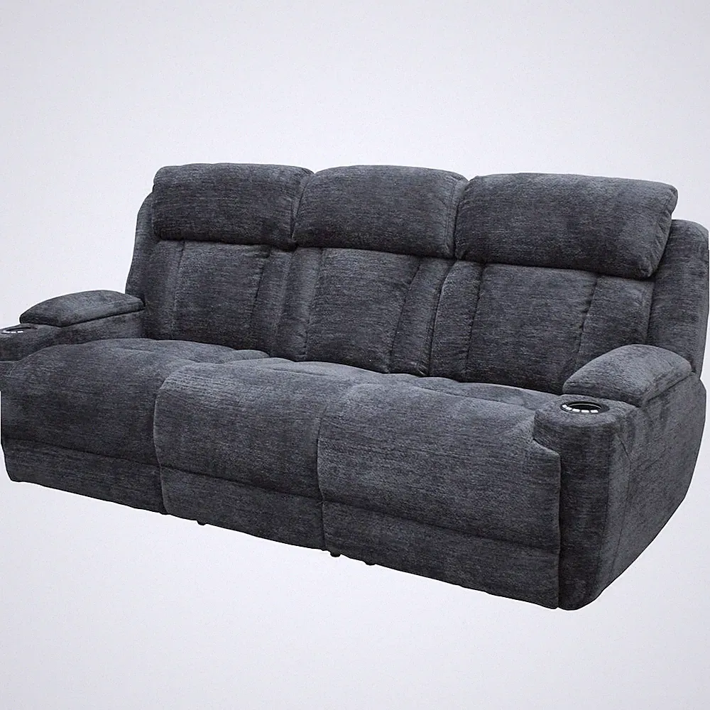 Dalton - Lucky Charcoal Power Reclining Sofa with Drop Down Table