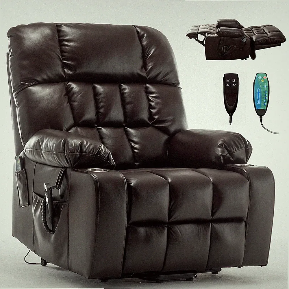 Extra Wide Power Recliner with Heat & Massage for Big & Tall (400 lbs)