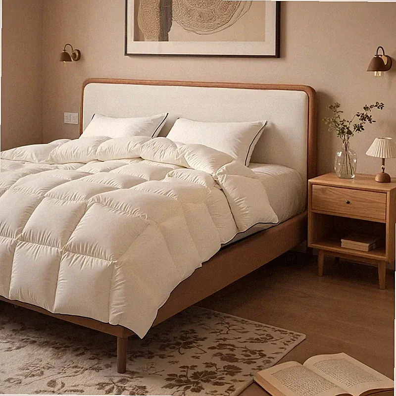 Oaswet Fluffy White Goose Feather Down Fiber Comforter Full Size 82X86 Luxury
