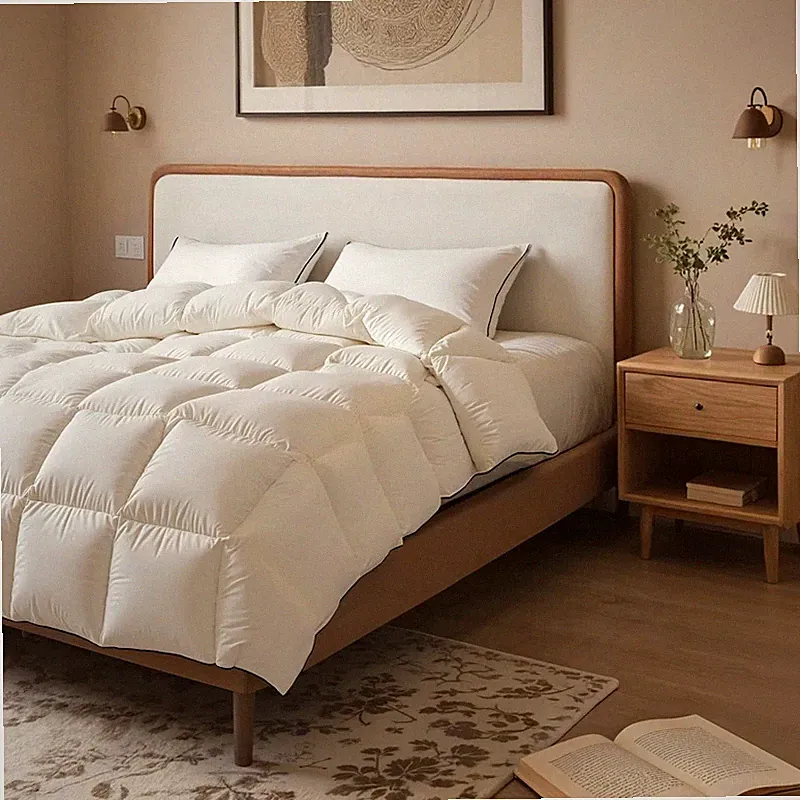 Oaswet White Goose Feather Down Fiber Comforter Twin Size Duvet Insert Fluffy