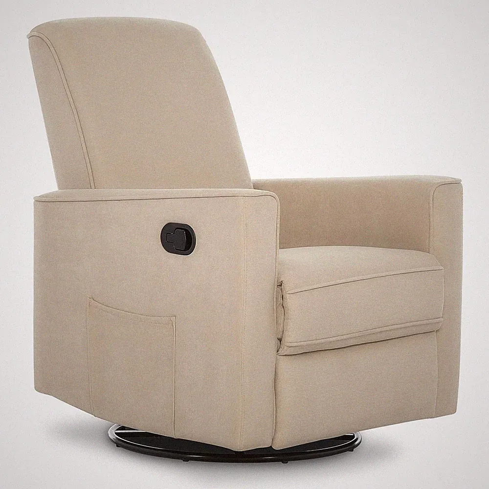 Raleigh Tan Glider Recliner - 360° Swivel for Nursery & Living Room Comfort