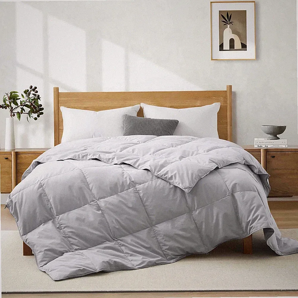 Soft Cozy Summer Oversize Down Feather Comforter, King or Queen Bed Blanket