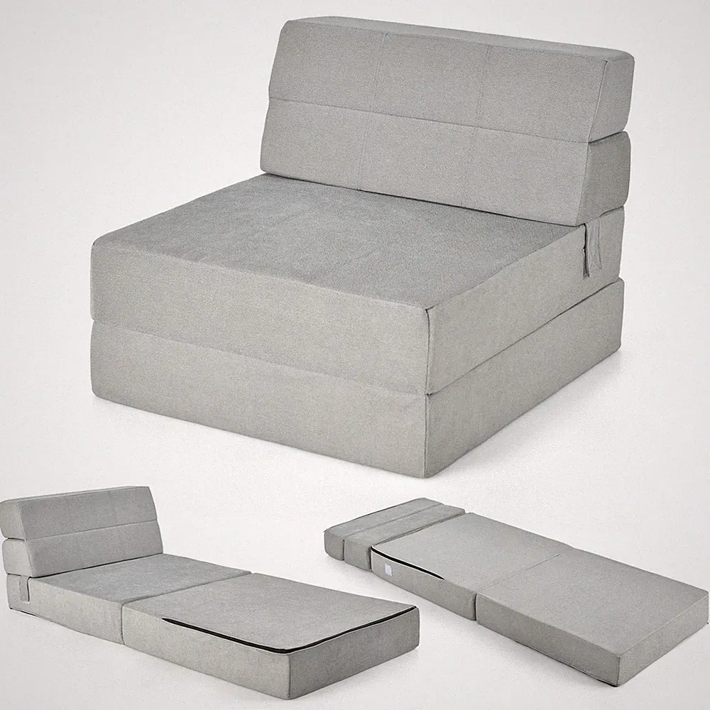 Tri-Fold Fold Down Chair Flip Out Lounger Convertible Sleeper Bed Couch Dorm New