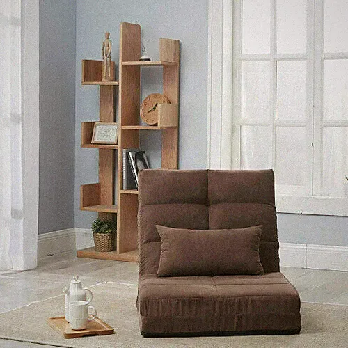 Tri-Fold Fold Down Chair Lounger Convertible Sleeper Bed Couch 5 Position Brown